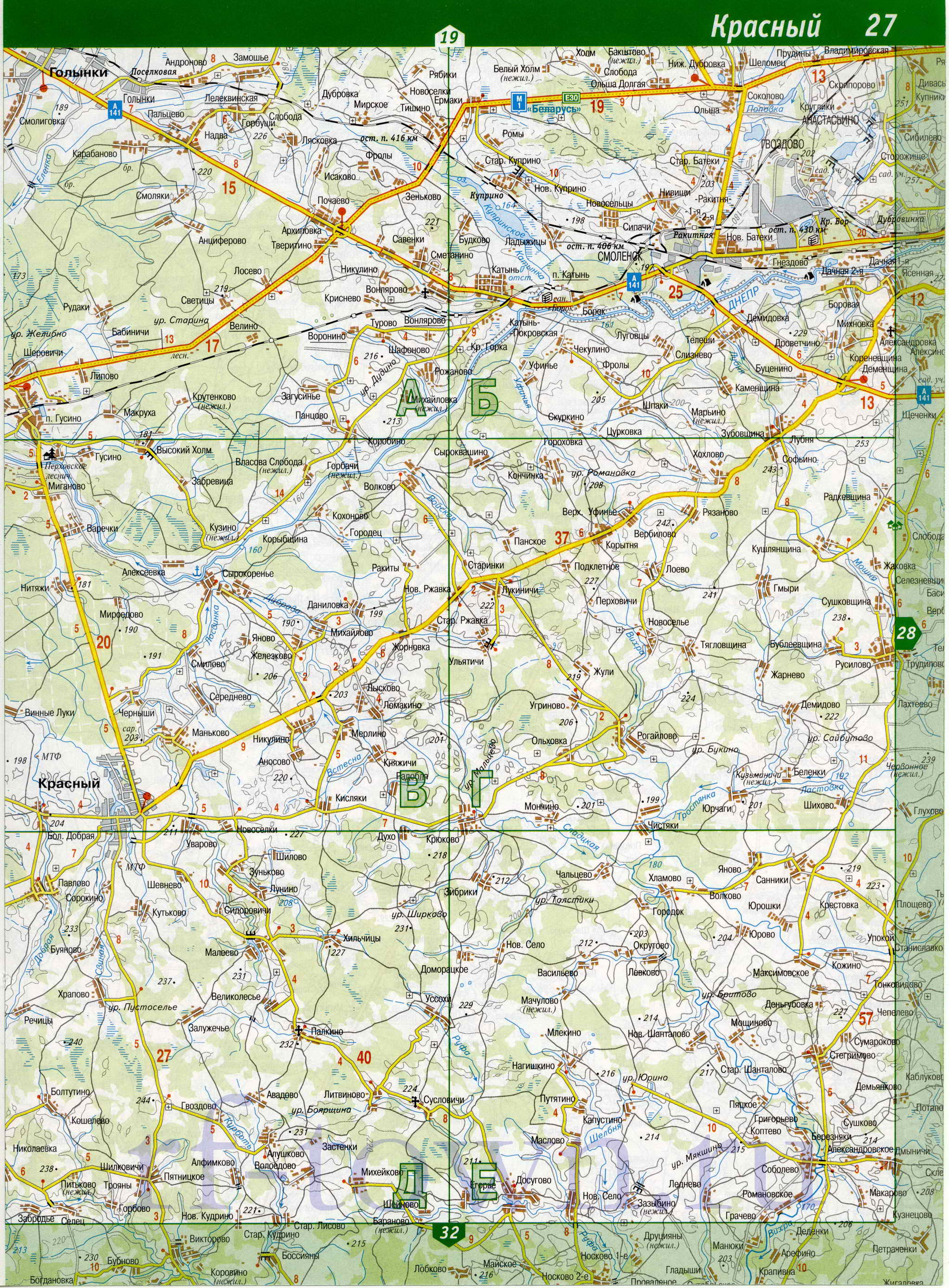 Карта Смоленского района. Подробная карта - Смоленский район, A1 - 